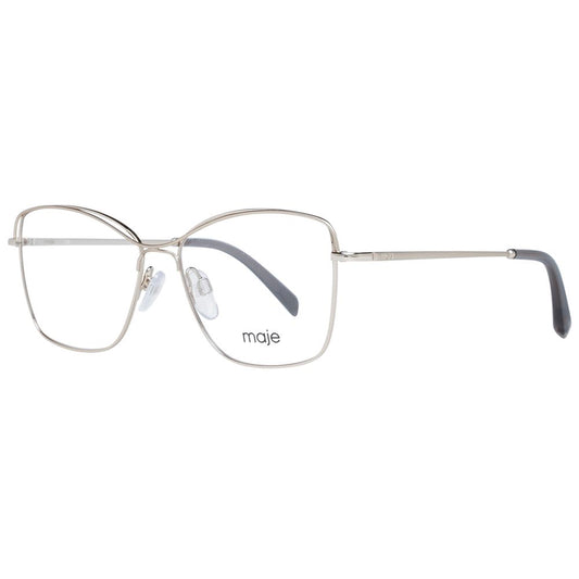 Maje Gold Women Glasses Frame with square style, full-rim stainless steel, demo lenses and branded case, size 51-14-135.