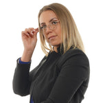 Woman wearing Maje Gold Women Glasses Frame.