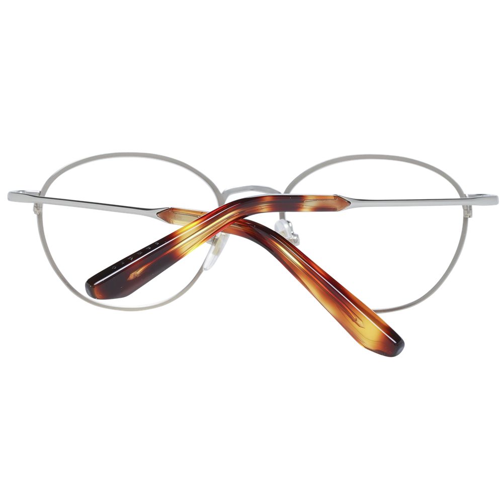 Sandro Silver Women Glasses Frame in stainless steel with round lenses, full-rim design, and branded case included.