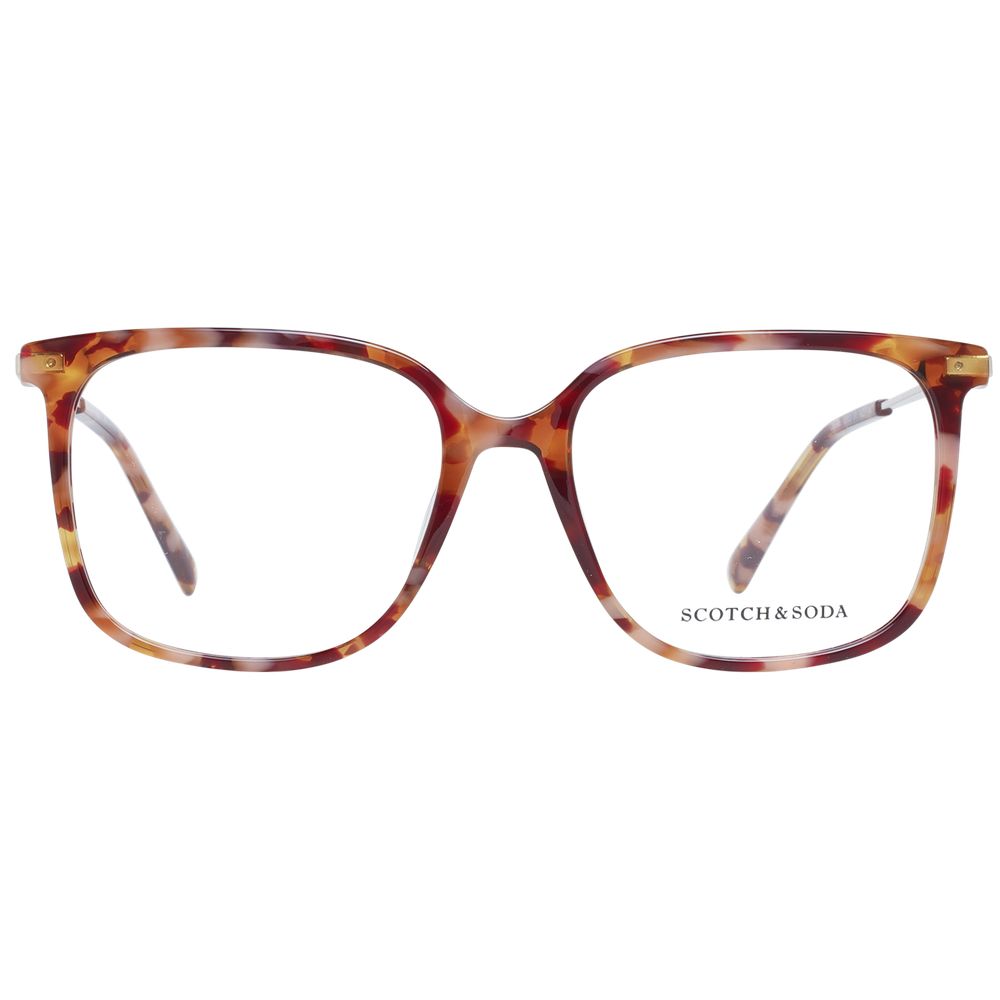 Scotch & Soda Orange Women Glasses Frame, square acetate full-rim, 54mm lenses width, stylish eyewear for women with branded case included.