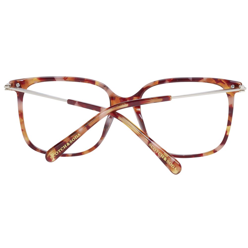 Scotch & Soda Orange Women Glasses Frame in acetate with full-rim square style, demo lenses, and branded case.
