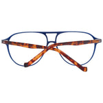 Hackett Blue Men Glasses Frame with acetate aviator style, blue frame, and tortoiseshell temples. Includes branded case.