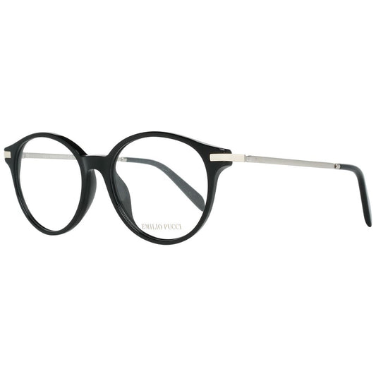 Emilio Pucci Black Women Glasses Frame with full-rim style, metal and plastic material, demo lenses, and branded case included.