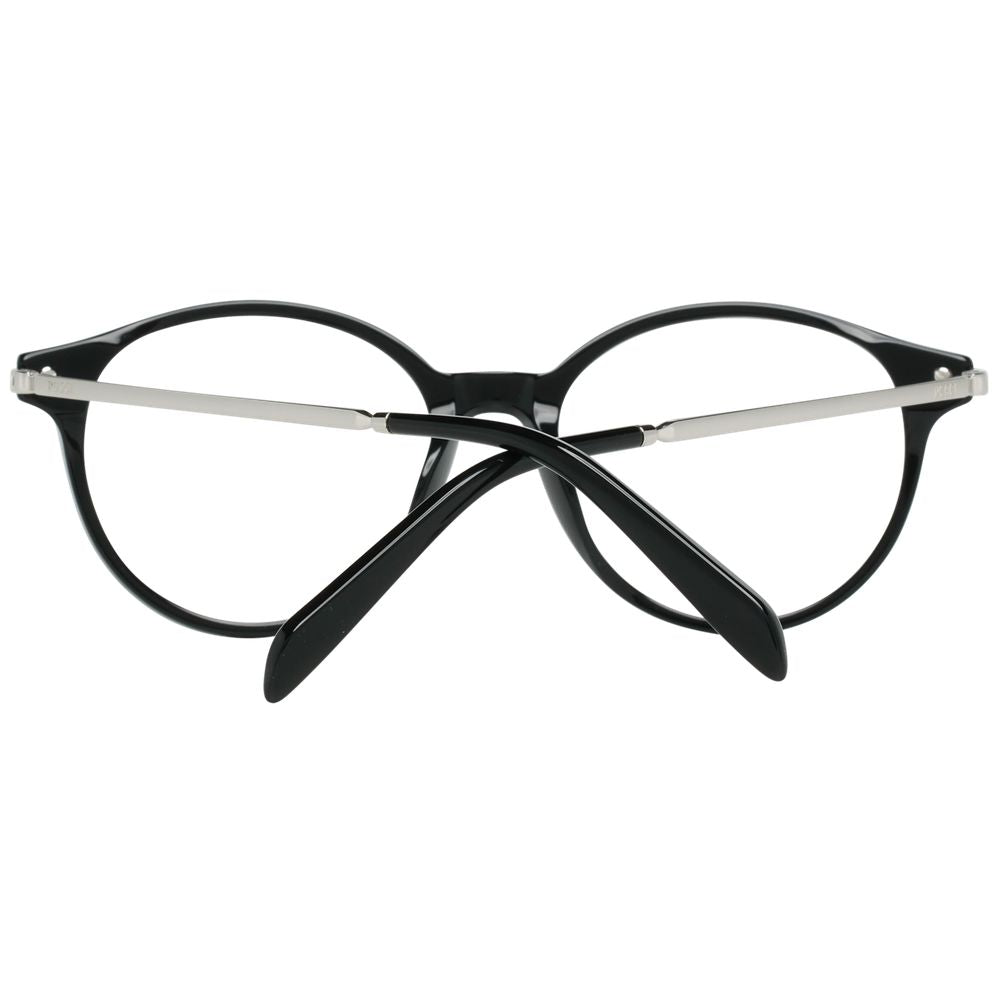 Emilio Pucci Black Women Glasses Frame, round full-rim metal and plastic, lens width 52mm, frame width 135mm, includes branded case