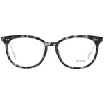 Tod's Black Women Glasses Frame, full-rim trapezium shape, metal and plastic, 52-16-145 size with branded case.