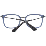 Police Blue Men Glasses Frame in full-rim trapezium style with blue metal and plastic finish, size 51-19-140.