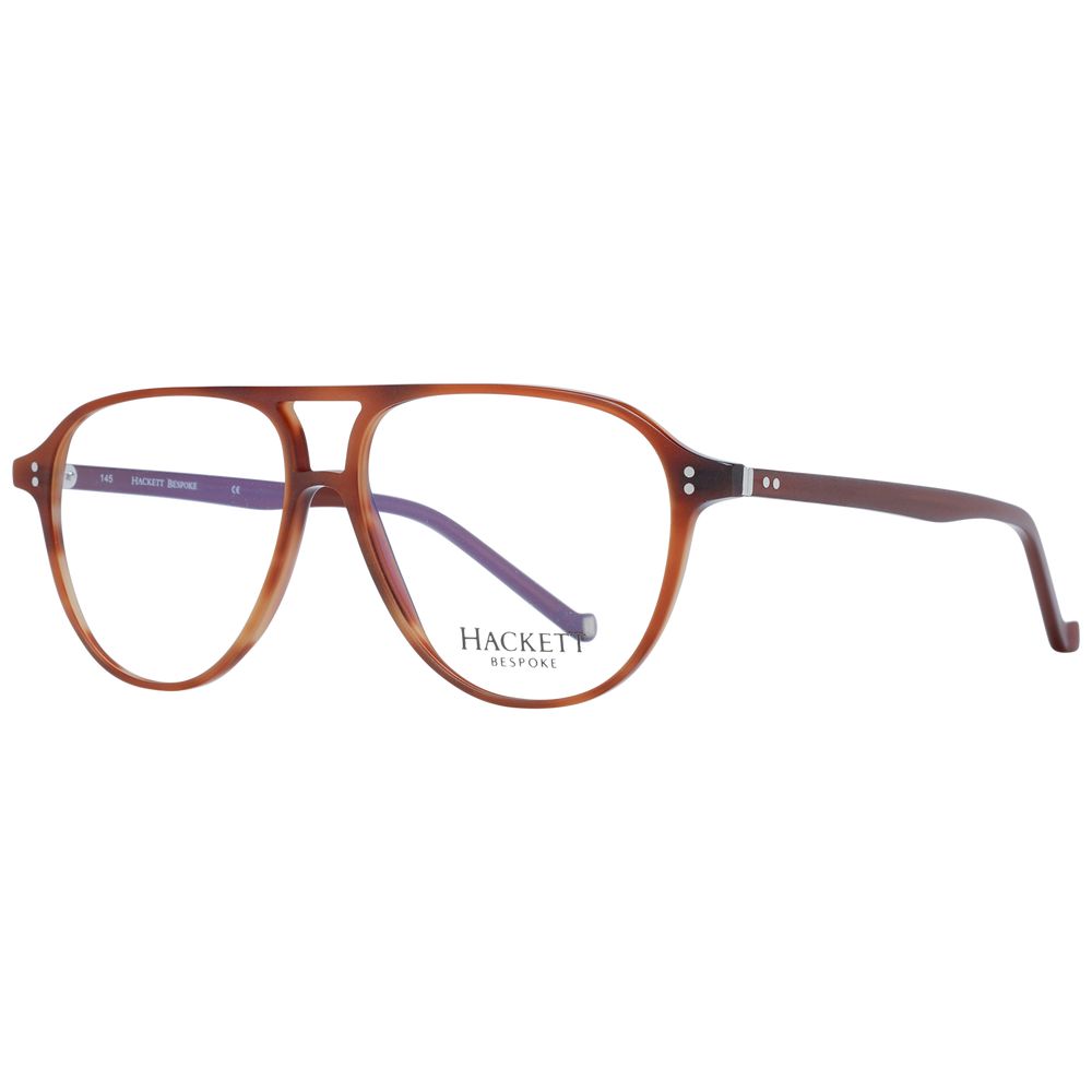Hackett Brown Men Glasses Frame in full-rim acetate, aviator style with demo lenses. Classic design, perfect for men's eyewear fashion.