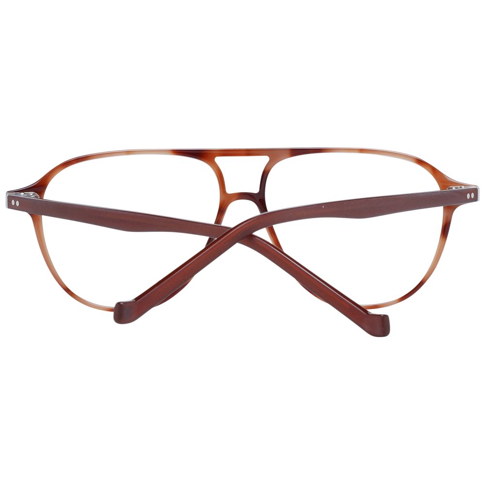 Hackett Brown Men Glasses Frame in acetate with full-rim aviator style, 54mm lenses width, 138mm frame width, brown color.