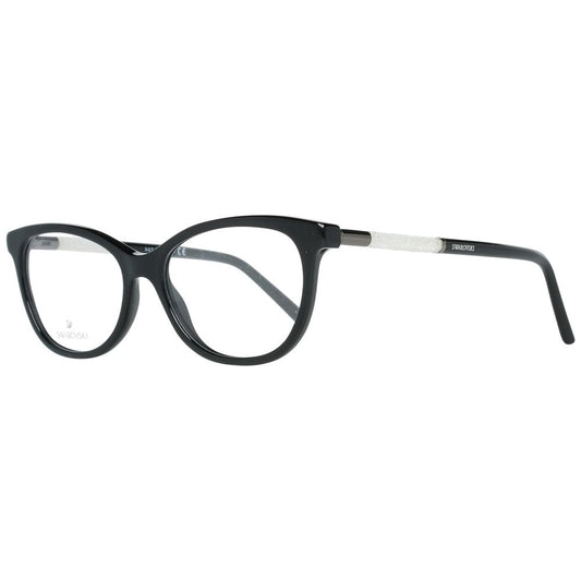 Swarovski Black Women Glasses Frame with metal and plastic butterfly design, full-rim black frame, size 54-16-140, includes branded case.