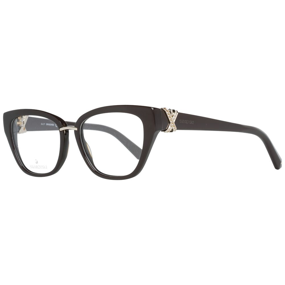 Swarovski Brown Women Glasses Frame, cat-eye, full-rim style, plastic material, size 50-16-140, demo lenses, comes with branded case.