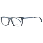 Police Gray Men Glasses Frame, full-rim rectangular design, plastic material, gray color, demo lenses, 52-19-145 dimensions.