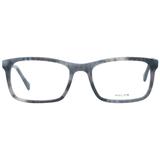 Police Gray Men Glasses Frame in full-rim plastic design, rectangle style with grey color, size 52-19-145, comes with branded case.