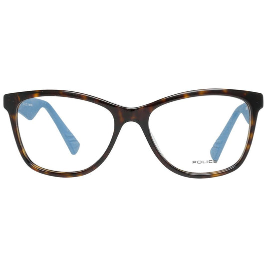Police Brown Women Glasses Frame in butterfly style with full-rim design, plastic material, and demo lenses.