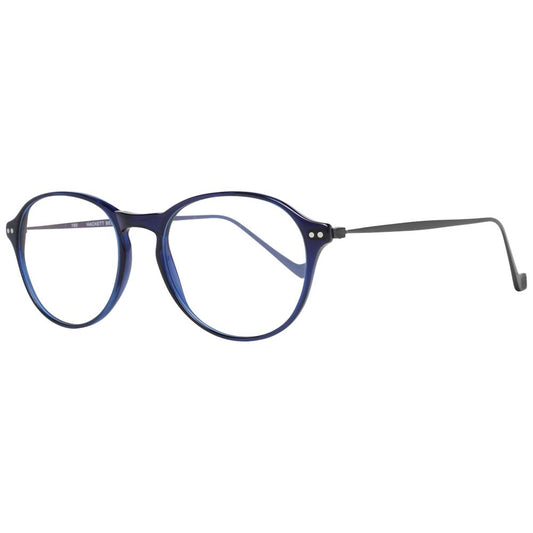 Hackett Blue Men Glasses Frame, round full-rim glasses in metal and plastic, blue color, size 51-17-150, includes branded case.