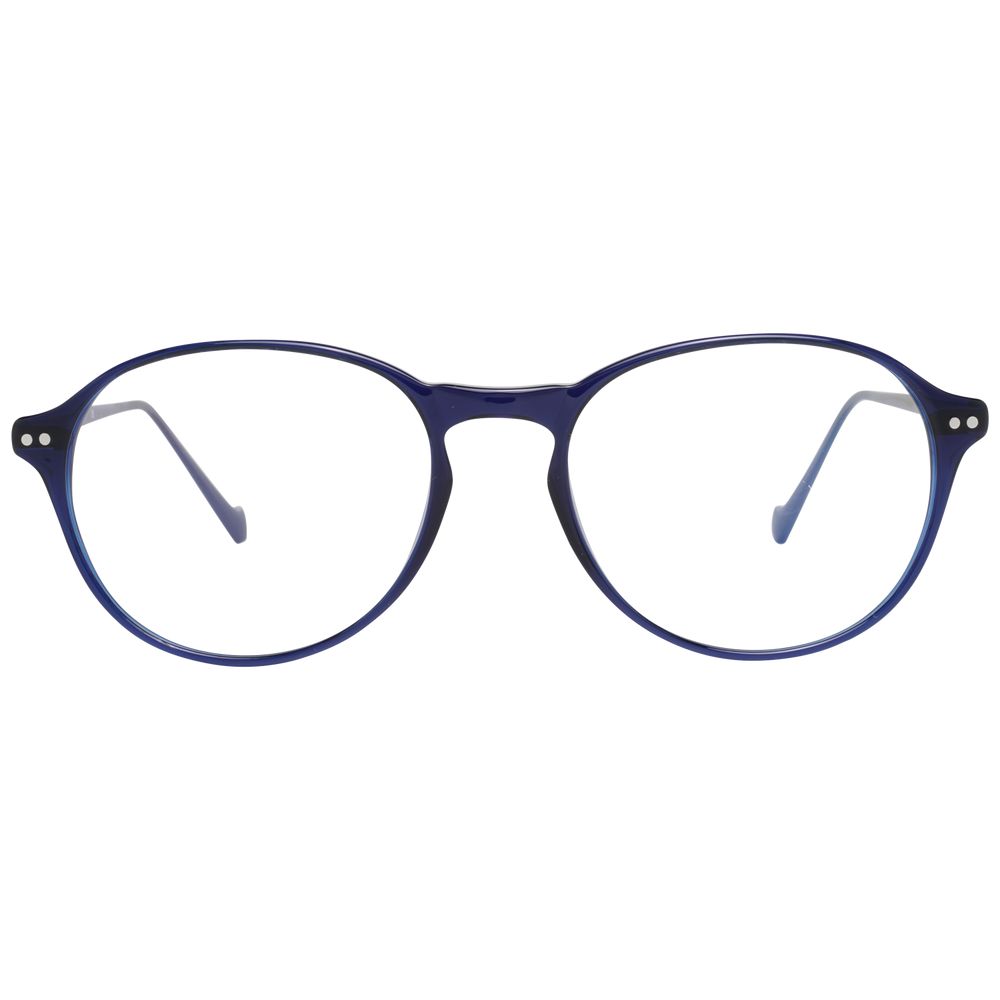 Hackett Blue Men Glasses Frame with round, full-rim style, blue metal & plastic, hypoallergenic frame, demo lenses, size 51-17-150.