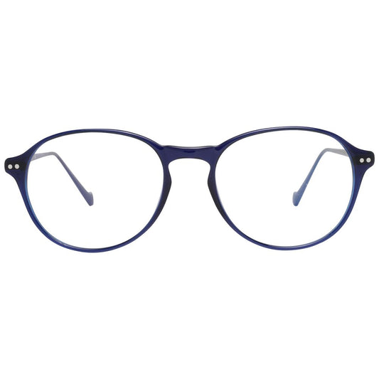 Hackett Blue Men Glasses Frame with round, full-rim style, blue metal & plastic, hypoallergenic frame, demo lenses, size 51-17-150.