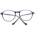 Hackett Blue Men Glasses Frame, full-rim round style, metal and plastic, blue color, size 51-17-150, with demo lenses.