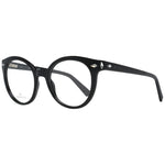 Swarovski Black Women Glasses Frame, full-rim, round plastic design with spring hinges, comes with branded case.