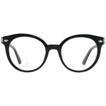 Swarovski Black Women Glasses Frame, full-rim, round plastic design for women, lens size 50-19-140, includes branded case.