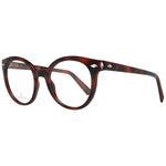 Swarovski Brown Women Glasses Frame, full-rim plastic, size 50-19-140, round shape, brown color, includes branded case, spring hinge.