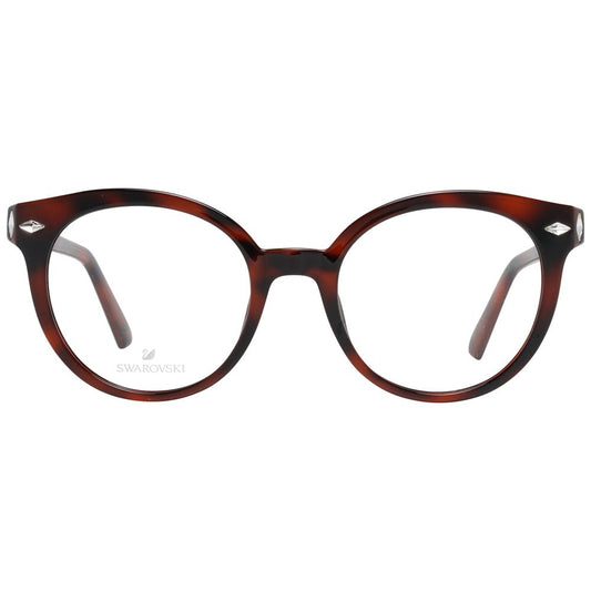 Swarovski Brown Women Glasses Frame with full-rim plastic design, size 50-19-140, includes branded case, spring hinge, brown color.