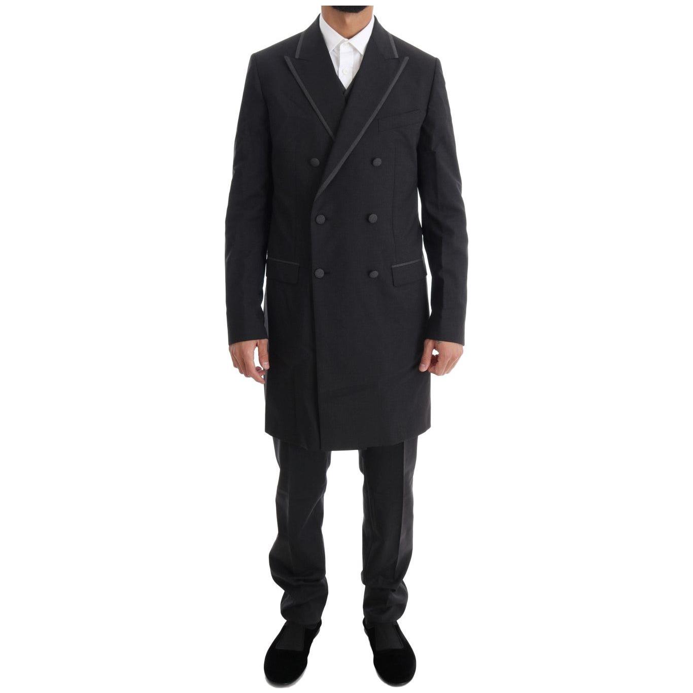 Dolce & Gabbana Gray Wool Stretch 3 Piece Two Button Suit