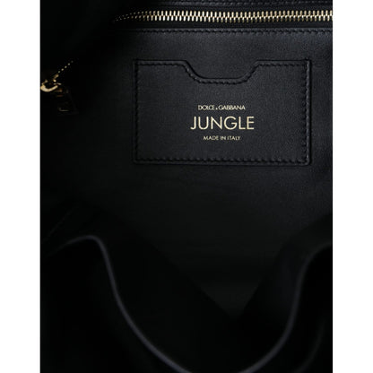 Dolce & Gabbana Black Leather JUNGLE Quilted Shopping Tote Bag