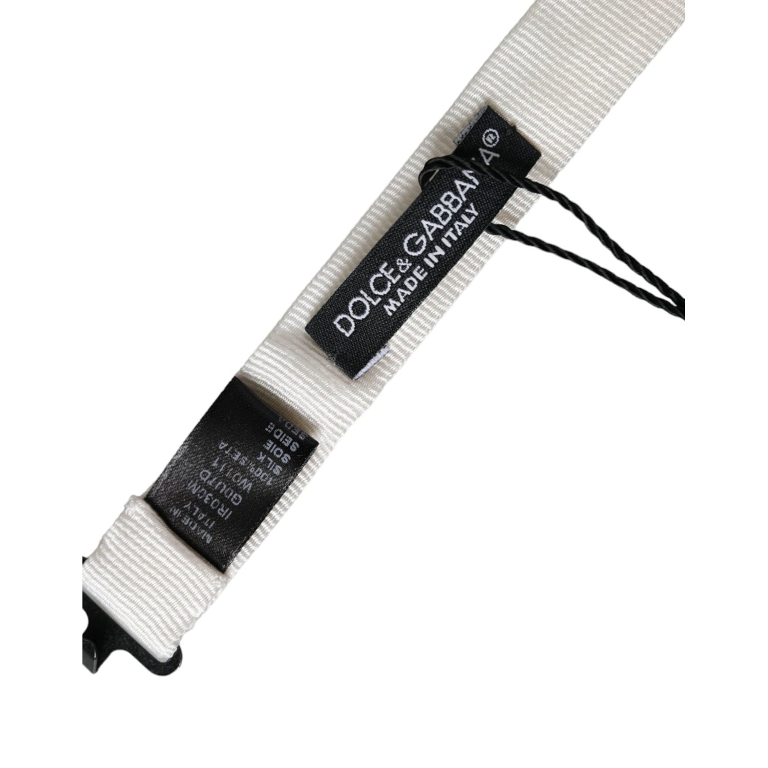 ربطة عنق بابيلون للرجال من دولتشي آند غابانا مصنوعة من الحرير الأبيض قابلة للتعديل