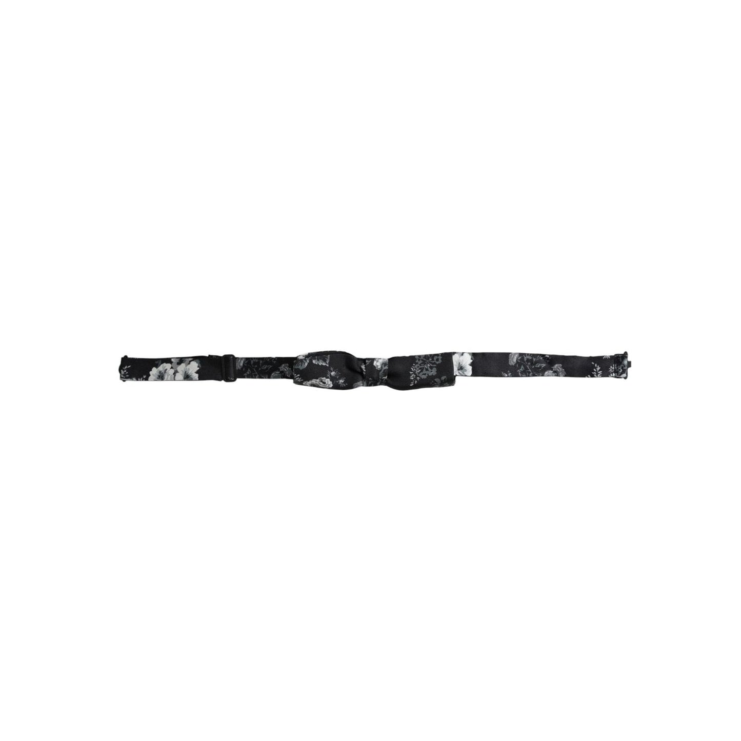 Dolce & Gabbana Black Floral Silk Adjustable Neck Men Bow Tie