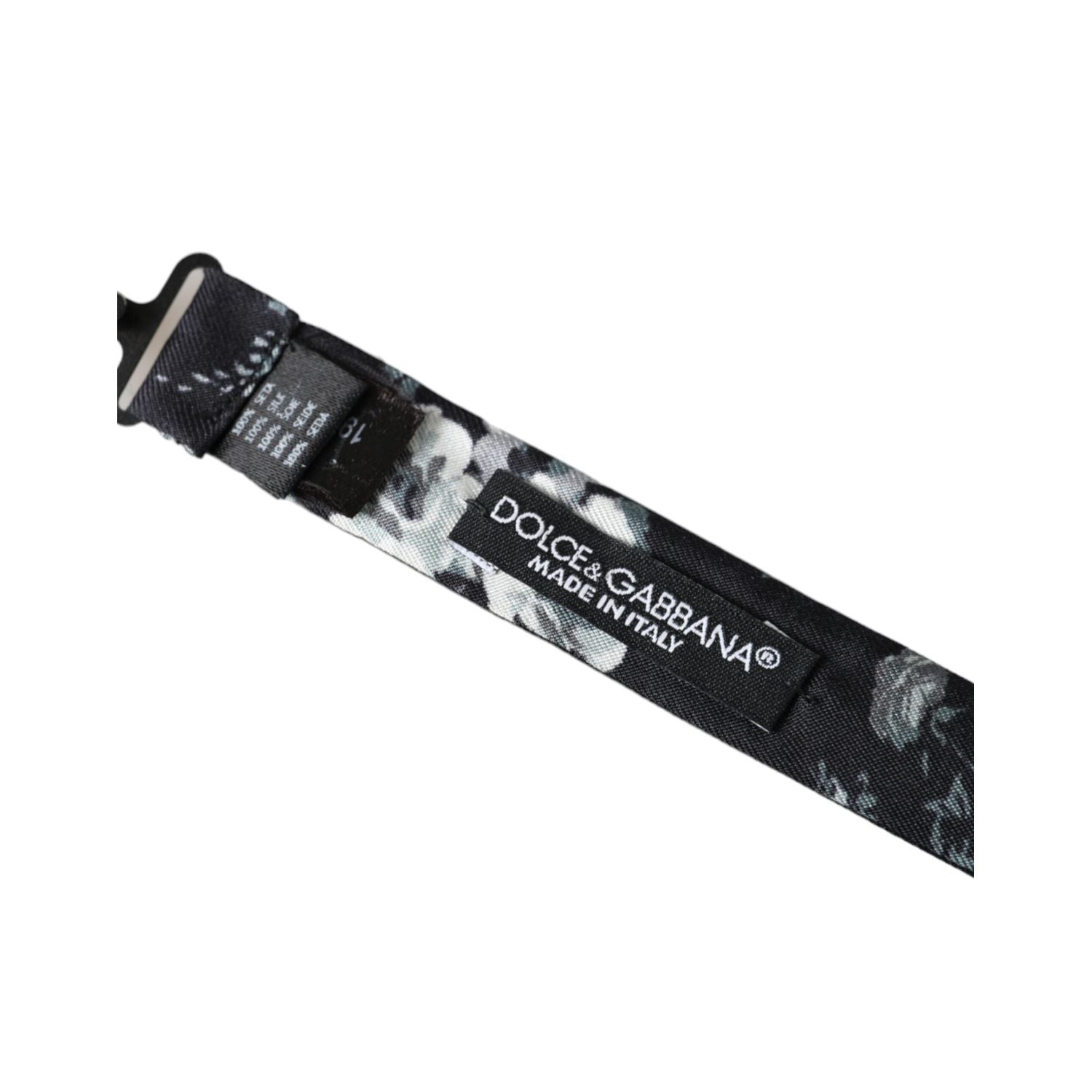 Dolce & Gabbana Black Floral Fantasy Adjustable Neck Men Bow Tie