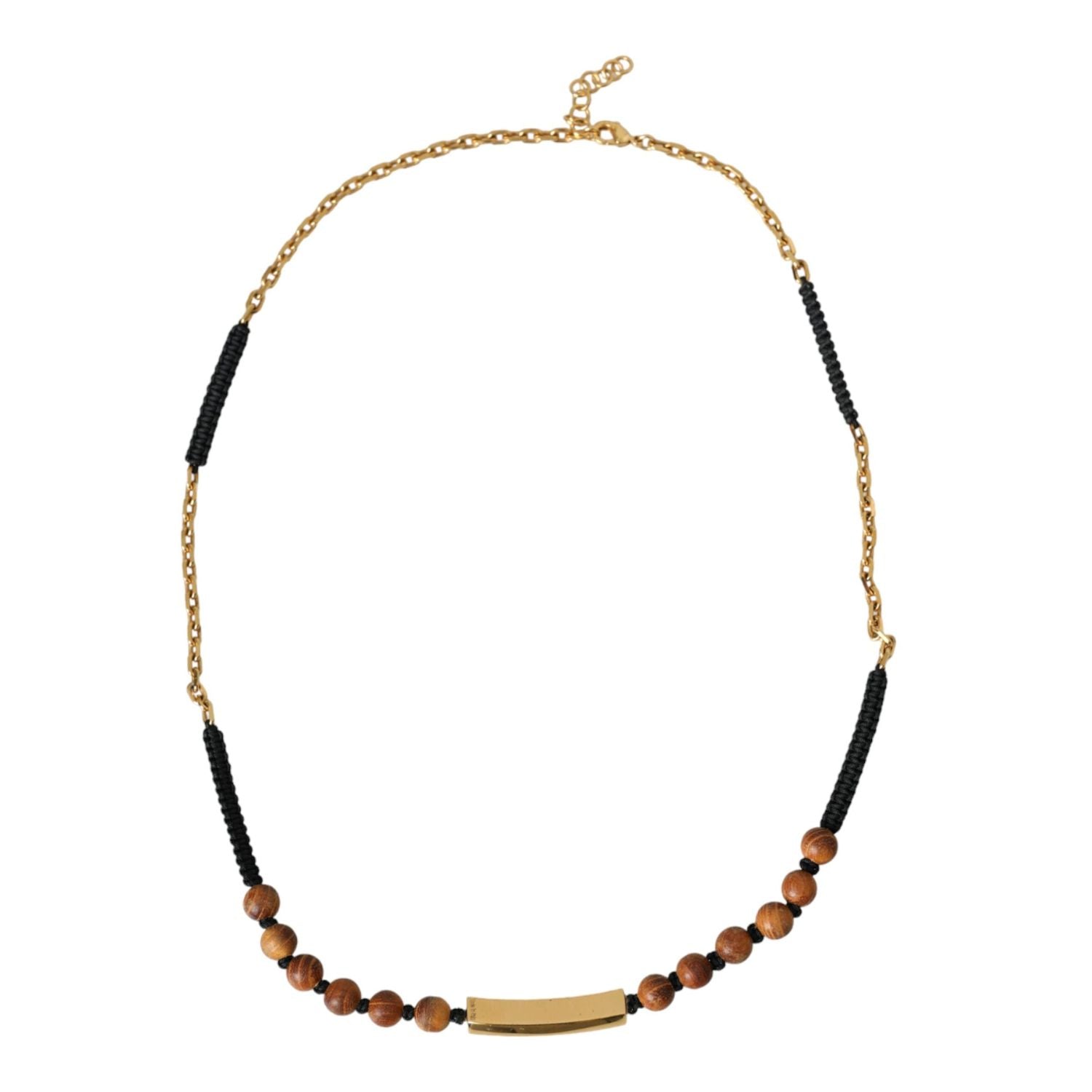 Dolce & Gabbana Black Gold Wooden Beaded Logo Pendant