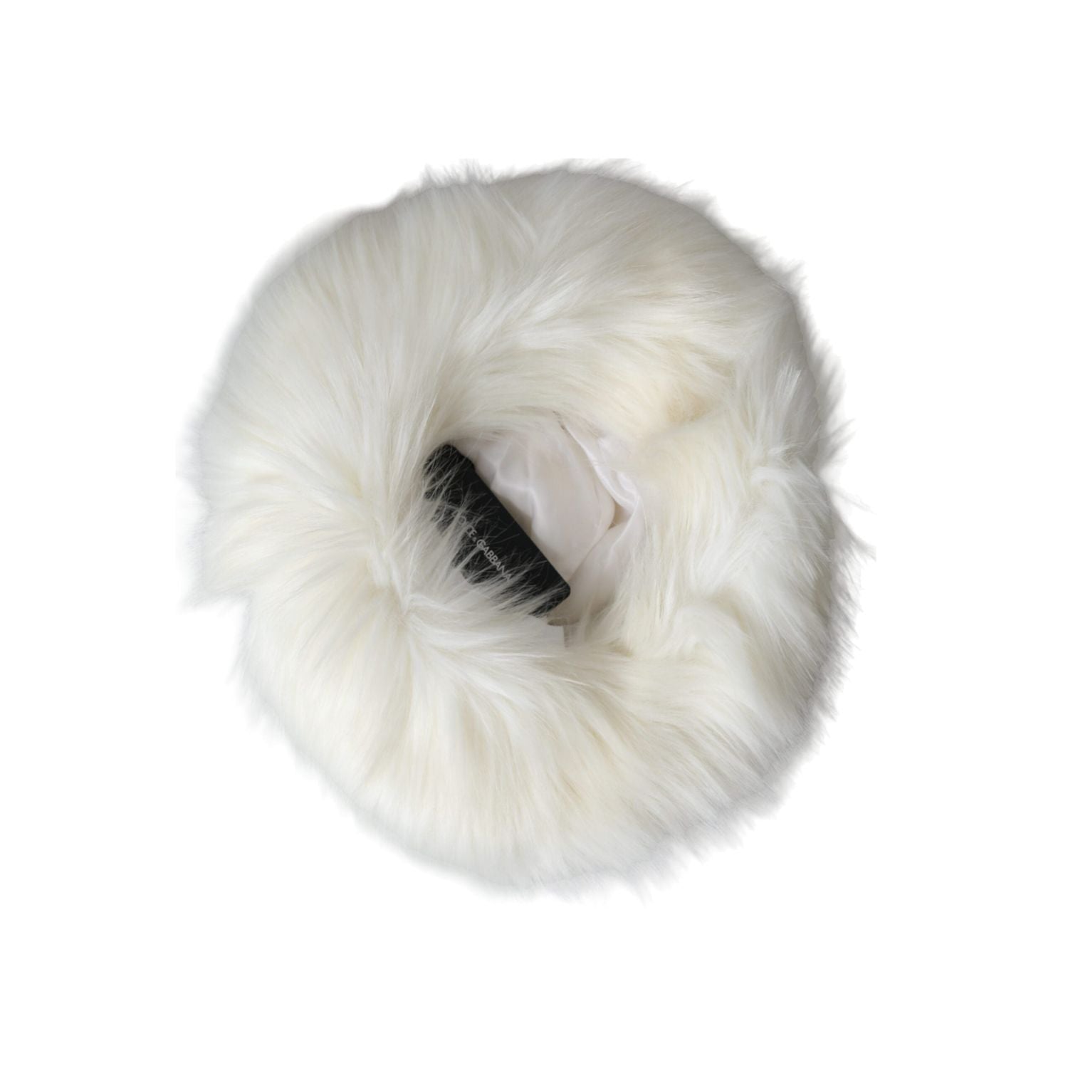 قبعة دلو نسائية من الفرو الأكريليكي باللون الأبيض من دولتشي آند غابانا