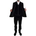 Dolce & Gabbana Elegant Black Slim Fit Three-Piece Suit Suit Dolce & Gabbana Black