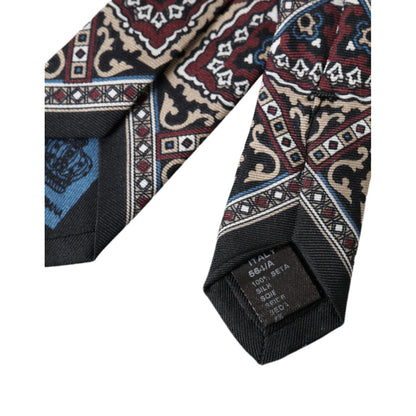 Dolce & Gabbana Black Printed 100% Silk Adjustable Men Tie