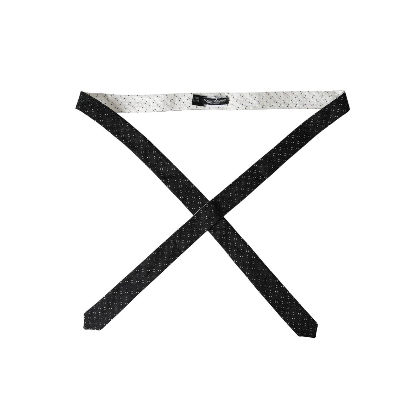 Dolce & Gabbana Black White Patterned Adjustable Tie