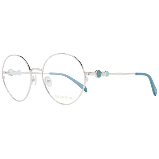 Emilio Pucci Rose Gold Women Glasses Frame in metal full-rim style with demo lenses, includes branded case.