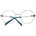 Emilio Pucci Rose Gold Women Glasses Frame, round style, full-rim metal with demo lenses, size 55-18-140, includes branded case.