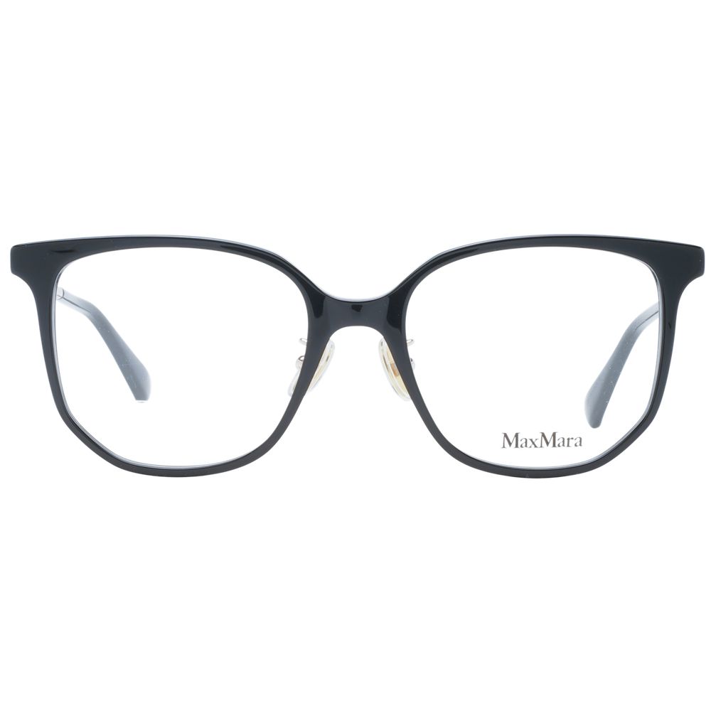 Max Mara Black Women Glasses Frame, full-rim butterfly style in black plastic with demo lenses, size 52-18-145 includes branded case.