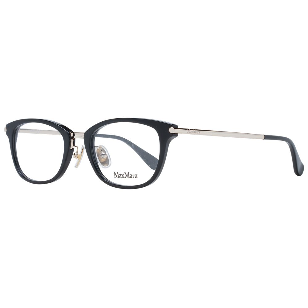 Max Mara Black Women Glasses Frame in full-rim style with plastic lenses, measuring 50-19-145, includes branded case.