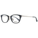 Max Mara Black Women Glasses Frame in full-rim style with plastic lenses, measuring 50-19-145, includes branded case.