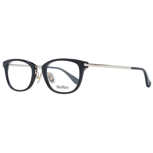 Max Mara Black Women Glasses Frame in full-rim style with plastic lenses, measuring 50-19-145, includes branded case.