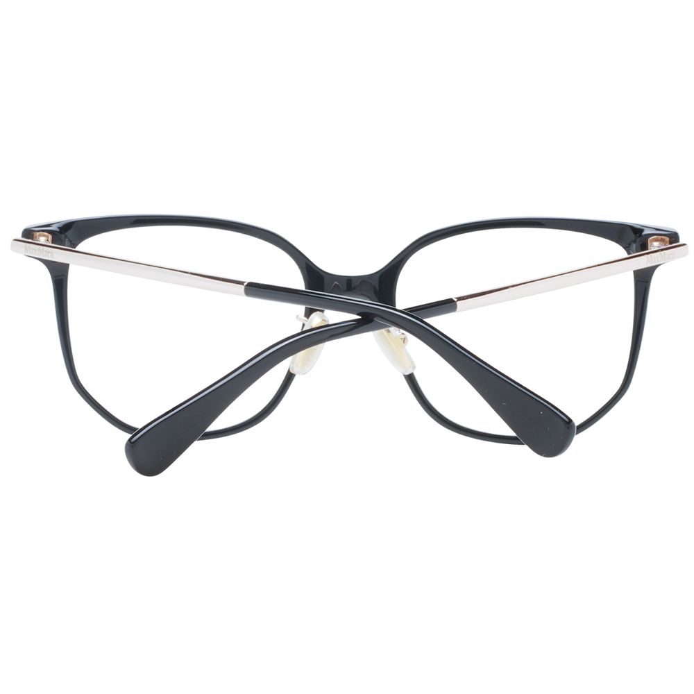 Max Mara Black Women Glasses Frame with full-rim butterfly style, plastic material, and demo lenses, featuring 52-18-145 dimensions.