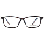 Ermenegildo Zegna Brown Men Glasses Frame in full-rim plastic with demo lenses, rectangular style, includes branded case.