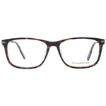 Ermenegildo Zegna Brown Men Glasses Frame, full-rim rectangular plastic eyeglasses with demo lenses, includes branded case.