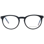 Ermenegildo Zegna Black Men Glasses Frame with full-rim plastic design, round lenses, and branded case included.