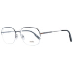 Ermenegildo Zegna Gray Men Glasses Frame in gunmetal half-rim rectangle style with demo lenses and metal frame.