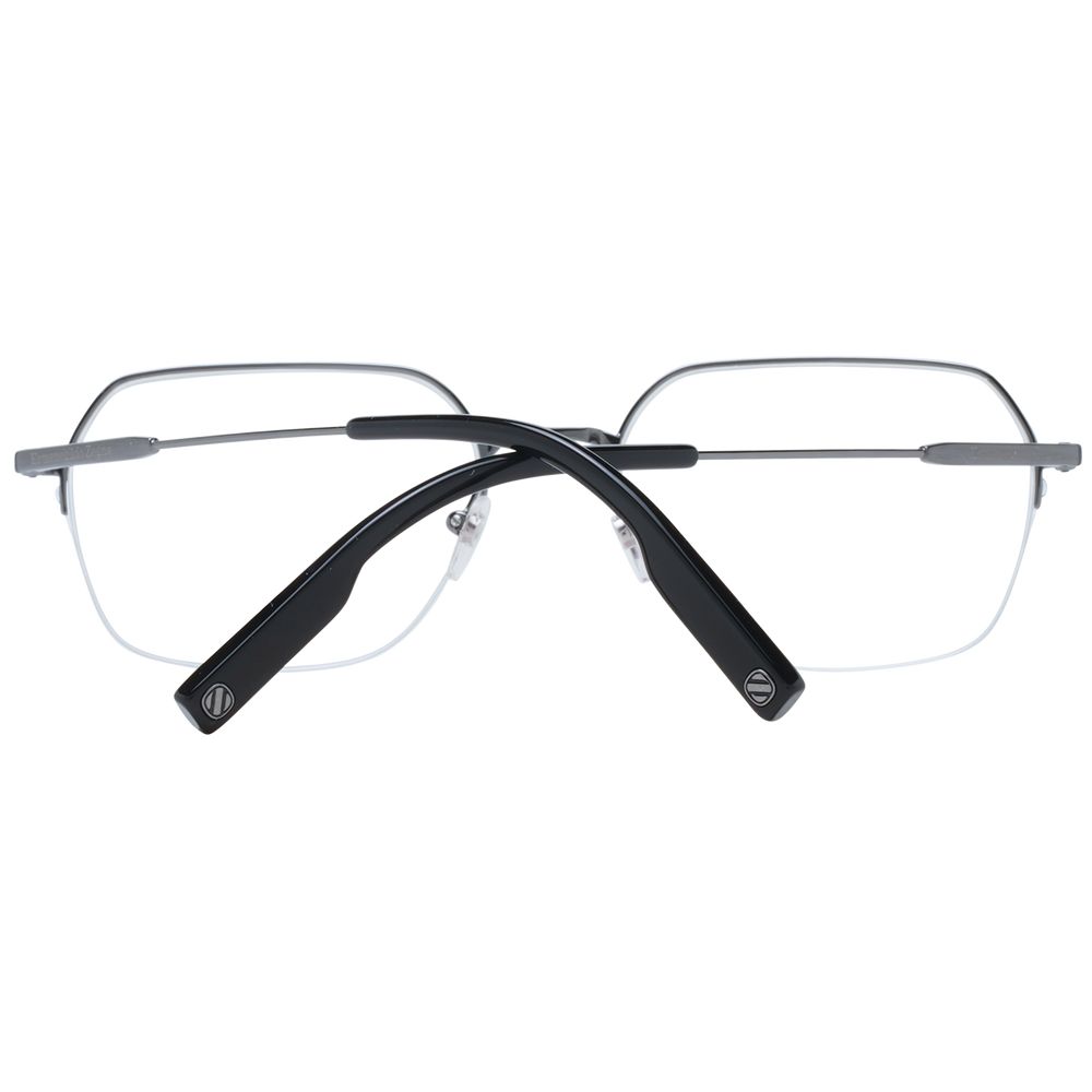 Ermenegildo Zegna Gray Men Glasses Frame in gunmetal half-rim style with demo lenses.