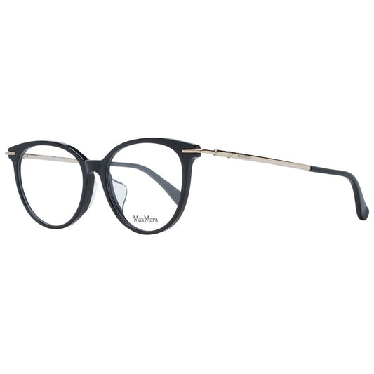 Max Mara Black Women Glasses Frame, full-rim plastic, round style, 53-16-140, demo lenses, includes branded case.