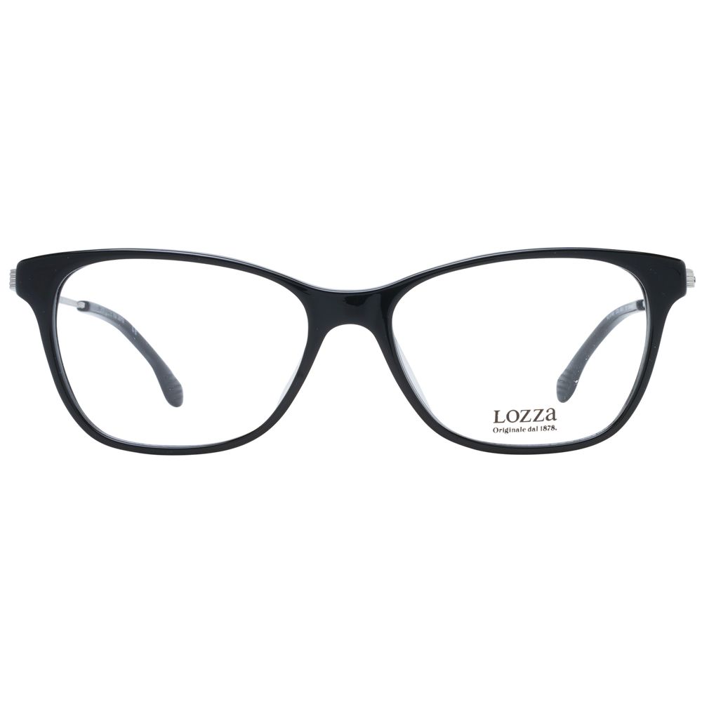 Lozza Black Women Glasses Frame in acetate, full-rim style with demo lenses, size 53-16-135, color black, perfect for women's fashion.