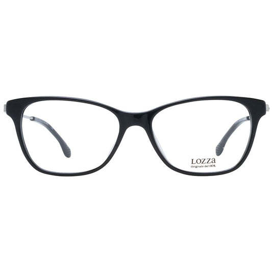 Lozza Black Women Glasses Frame in acetate, full-rim style with demo lenses, size 53-16-135, color black, perfect for women's fashion.